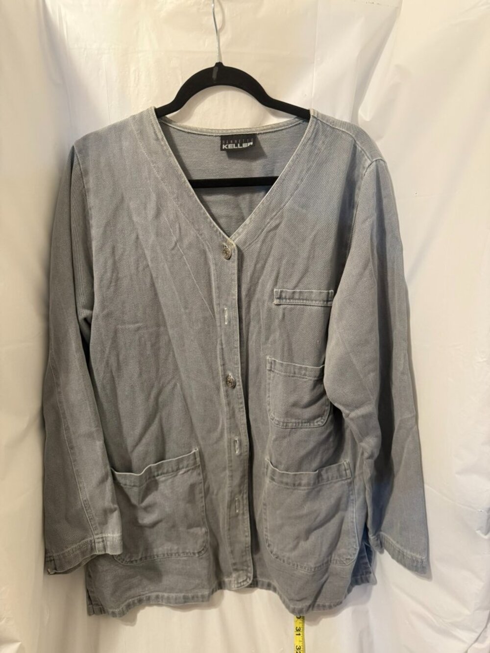 VTG Nannette Keller Vintage Grey Cotton Cardigan Top L